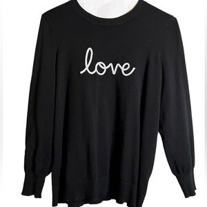 Marled Reunited Clothing Long Sleeve Love Sweater Size 1X Black Silver Glitter